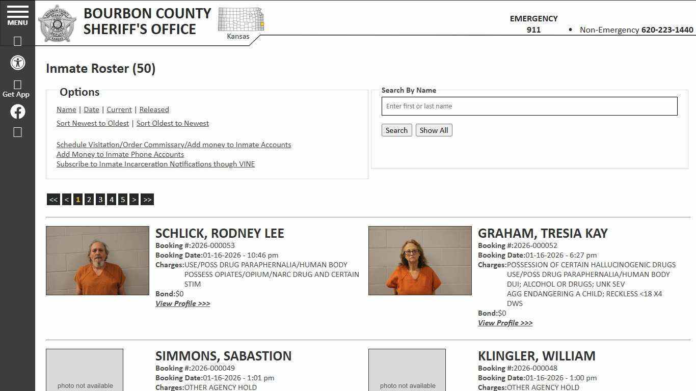 Inmate Roster - Current Inmates Booking Date Descending - Bourbon County KS Sheriff’s Office